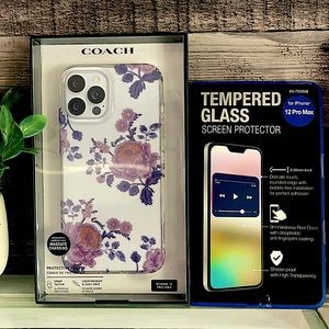 ❤️NEW!!!❤️COACH IPhone 12 Pro Max Case w/ “FREE Tempered Glass Screen Protector.
